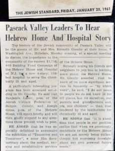 Pascack Valley Leaders to hear Hebrew Home Story - January 1961 - N20140033 - Pascack Valley Leaders; Hebrew Home  