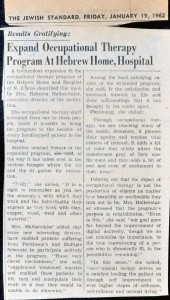  Occupational Therapy Program Expands at Hebrew Home Hosp. - January 1962 - N20140039 - Occupational Therapy; Hebrew Home Hospital 