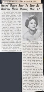 Noted Opera Star to sing at Hebrew Home Dinner November 17 - October 1963 - N20140051 - Gala; Dinner Dance   