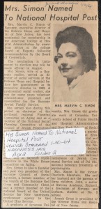 Mrs. Simon Named to National Hospital Post - January 1964 - N20140052 - Simon  