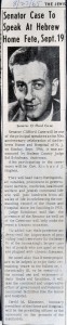 Senator Case to Speak at Celebration - August 1965 - N20140061 - Senator Case  