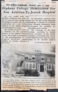 Orphan's Cottage Demolished for New Addition to Jewish Hosp. - May 1968 - N20140072 - Orphans; New Addition - N20140072_FPO - 1968   