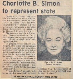 Charlotte B. Simon To Represent State - April 1981 - N20140115 - Simon, Charlotte  