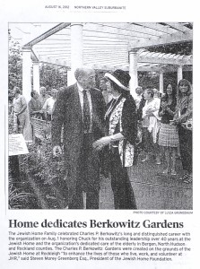 Home Dedicates Berkowitz Gardens - N20180010 - 2012; Jewish Home; Berkowitz Gardens 