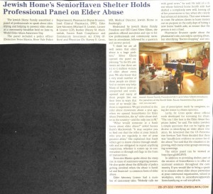 Jewish Home's SeniorHaven Shelter Holds  Professional Panel on Elder Abuse - 2016 - N20160040 - 2016; Elder Abuse  